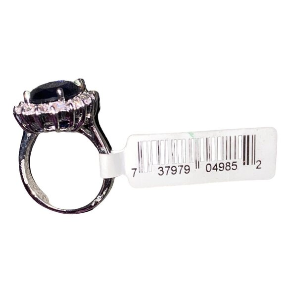 Synthetic Sapphire Ring 7 Women CZ Cubic Zirconia Blue Silver 1767 - Picture 4 of 6